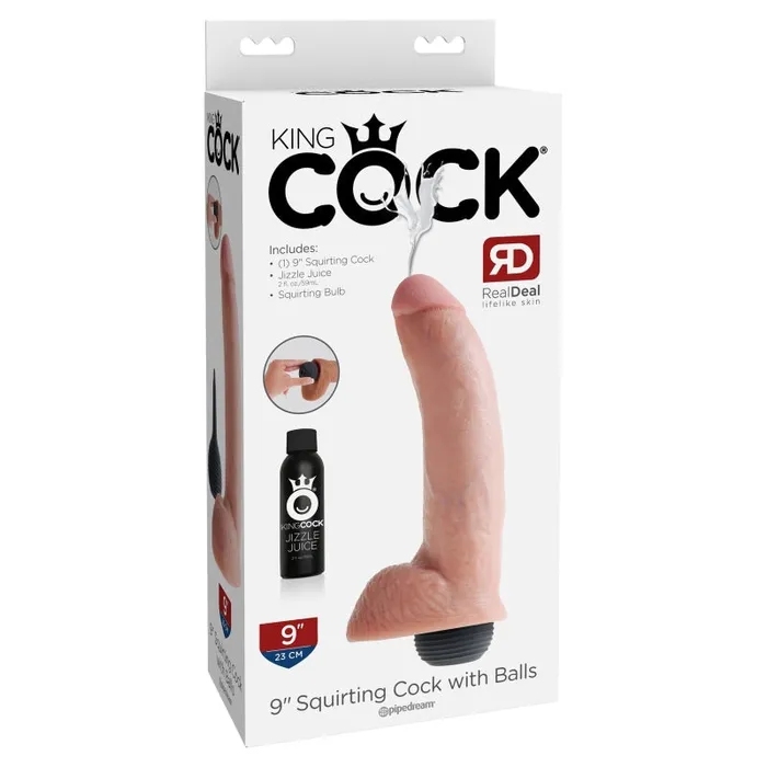 Pipedream Dildos King Cock 9 Inch Squirting Cock With Balls Flesh