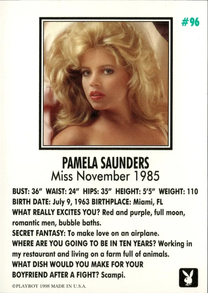 Dans Cards Playboy Centerfolds November Edition Pamela Saunders Card 96 Couples Dans Cards Playboy Centerfolds November Edition Pamela Saunders Card 96 Couples