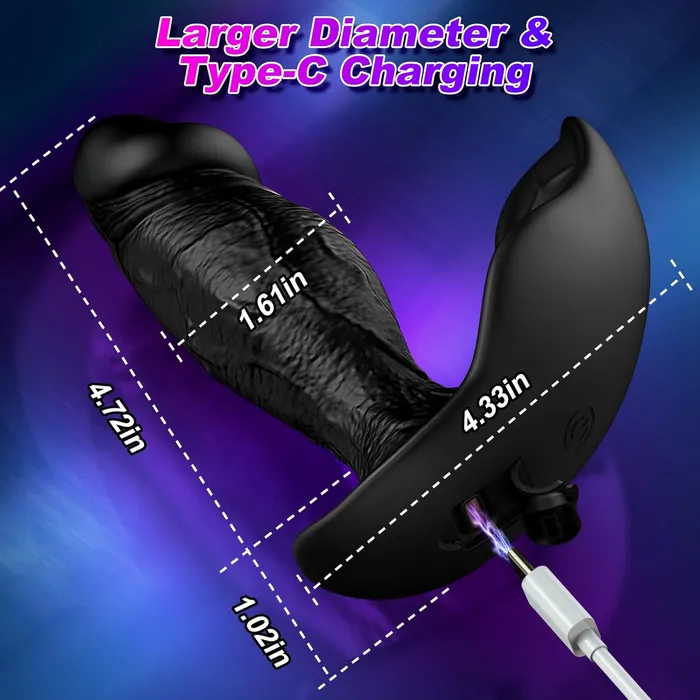Adorime Female Sex Toys Premium Liquid Silicone Dildo Anal Vibrator with 10 Vibrating Modes 47 Inch