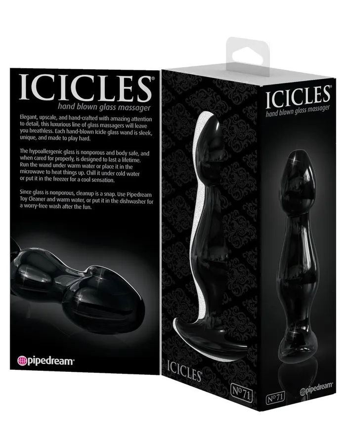 Pipedream Products Anal Icicles No 71 Black GLASS BUTT PLUG
