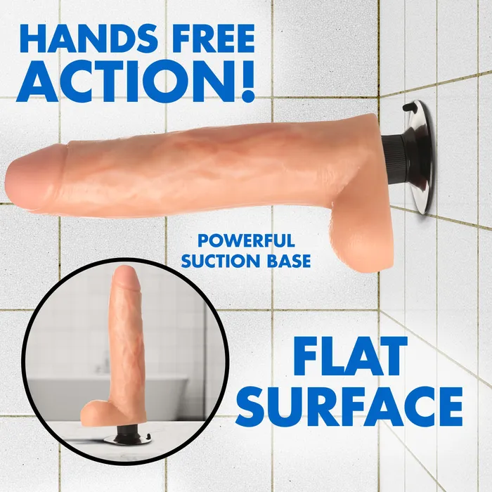 JOCK 11 Inch Vibrating Dong with Balls Curve Toys Dildos