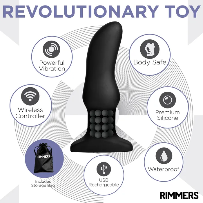 Male Sex Toys Rimmers Model M Curved Rimming Plug with Remote Rimmers