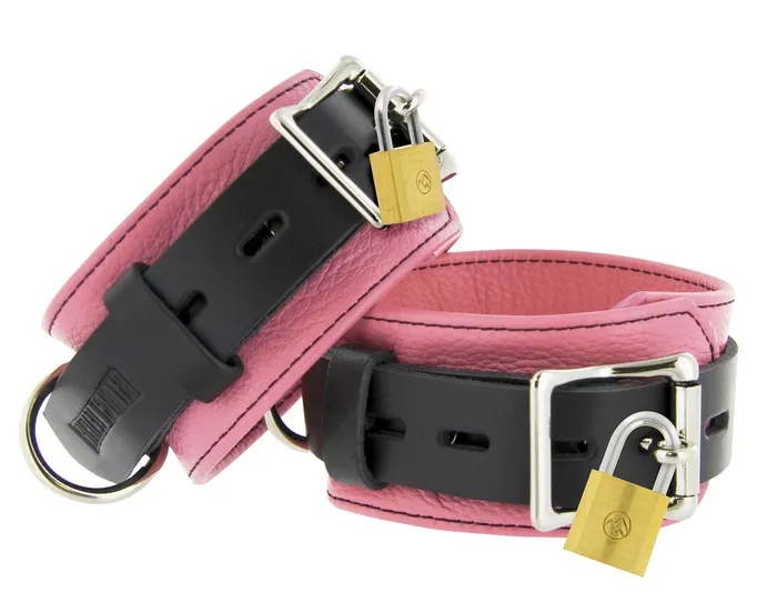 Restraints Strict Leather Strict Leather Deluxe Black and Pink Locking Cuffs