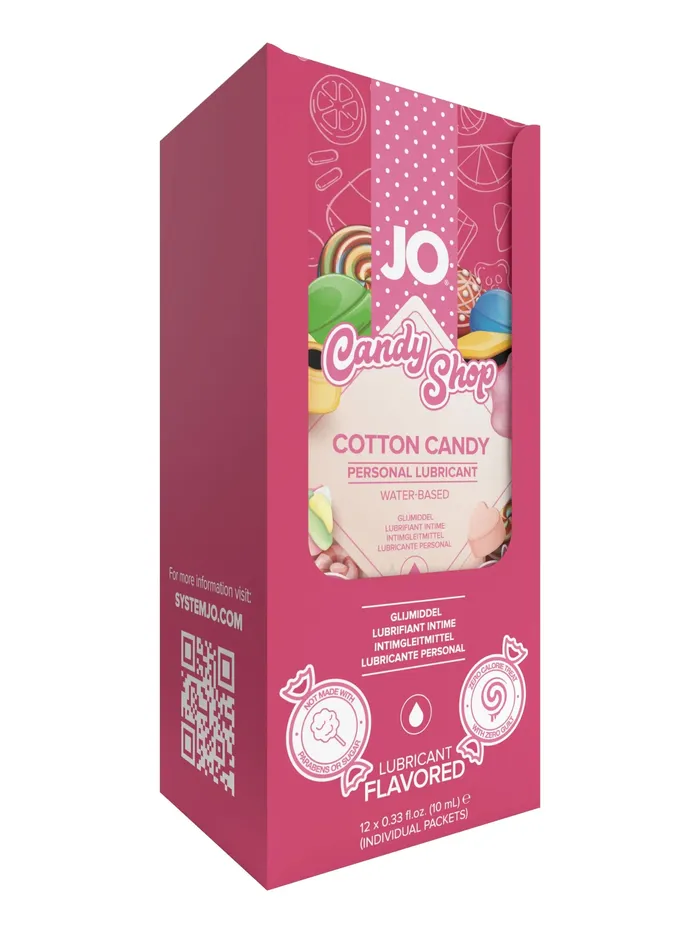 JO H2O Foil Display Box Cotton Candy Lubricant 034 floz 10 mL JO Lubricants Lubricants