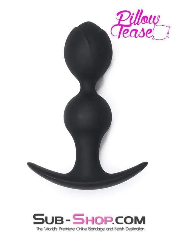 0783MSIS Sissy Submissive Double Bulb Black Silicone Anal Plug Moonwell Anal