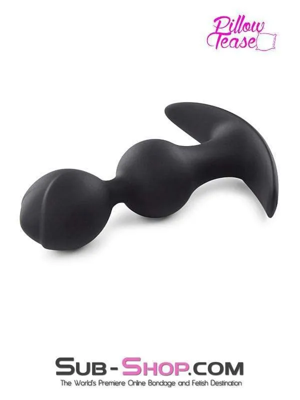 0783MSIS Sissy Submissive Double Bulb Black Silicone Anal Plug Moonwell Anal