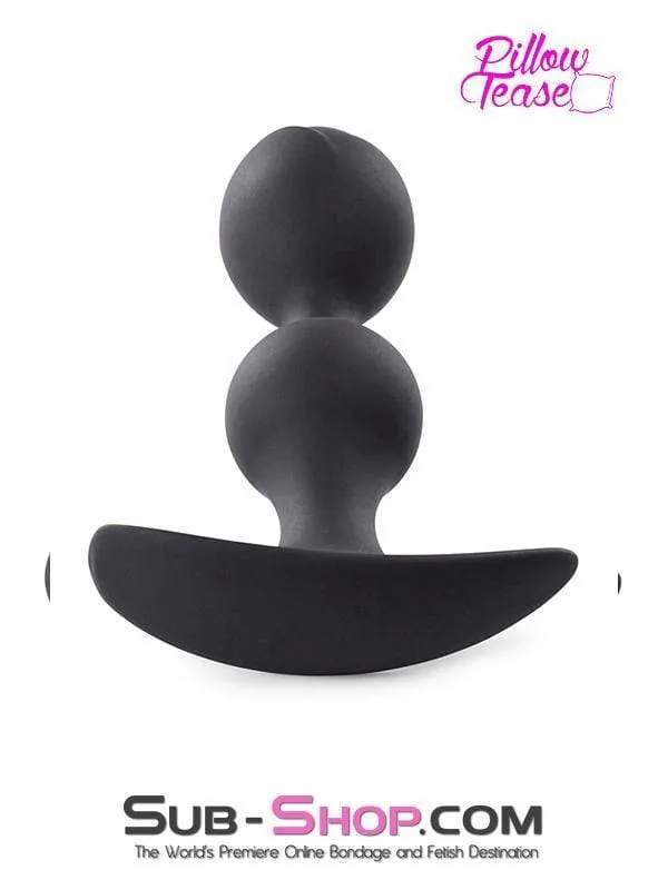 0783MSIS Sissy Submissive Double Bulb Black Silicone Anal Plug Moonwell Anal