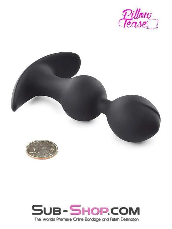 0783MSIS Sissy Submissive Double Bulb Black Silicone Anal Plug Moonwell Anal