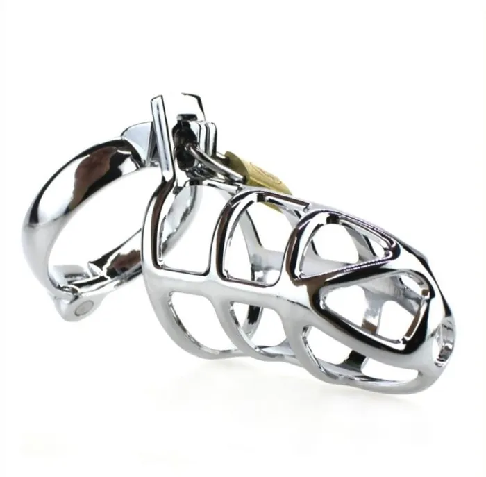 Male Sex Toys HSY 8707HS Cock Tease Locking Steel Male Chastity Set