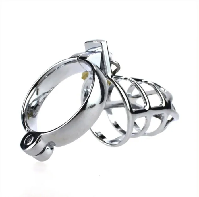Male Sex Toys HSY 8707HS Cock Tease Locking Steel Male Chastity Set