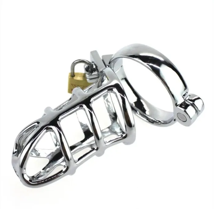 Male Sex Toys HSY 8707HS Cock Tease Locking Steel Male Chastity Set