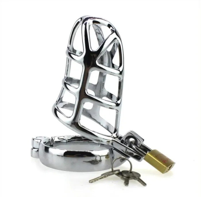 Male Sex Toys HSY 8707HS Cock Tease Locking Steel Male Chastity Set