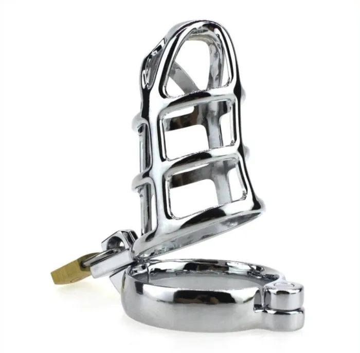Male Sex Toys HSY 8707HS Cock Tease Locking Steel Male Chastity Set