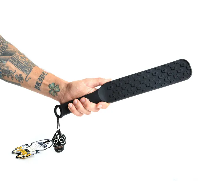 Male Sex Toys Spank Soft Silicone Paddle with Edgy Skull Design for Playful Fun Rascal Boneyard