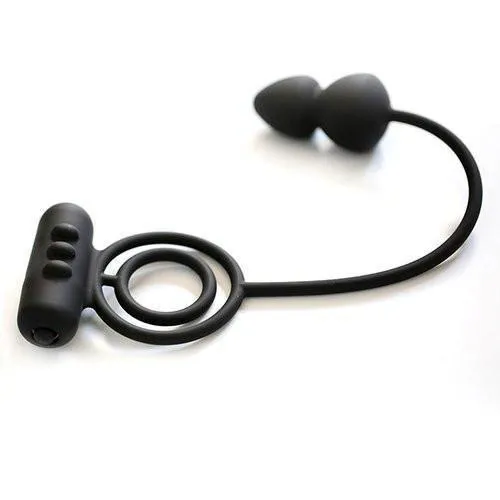 Moonwell Male Sex Toys 9771M Vibrating Silicone Cock Ball Ring with Anal Stimulator LAST CHANCE Final Closeout
